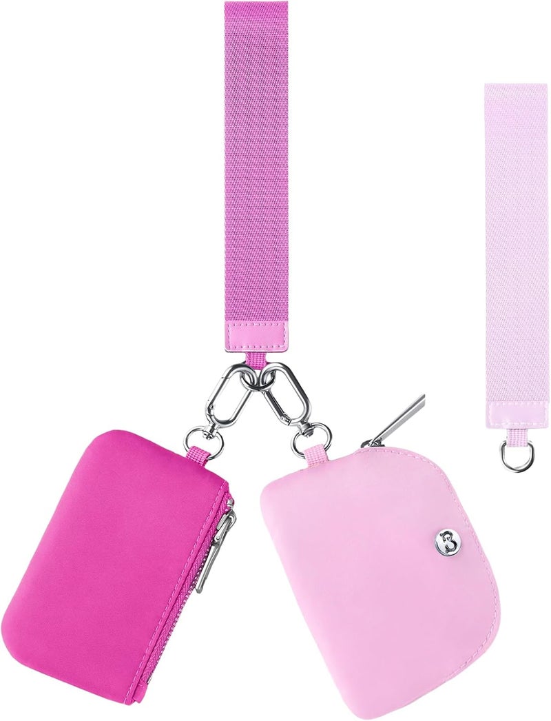 Babysun Mini Zip Around Dual Pouch Wristlet With 2 Straps Wristlet Keychain Wallet for Women Coin Purse Small Cute for Teen Girl - Image 1